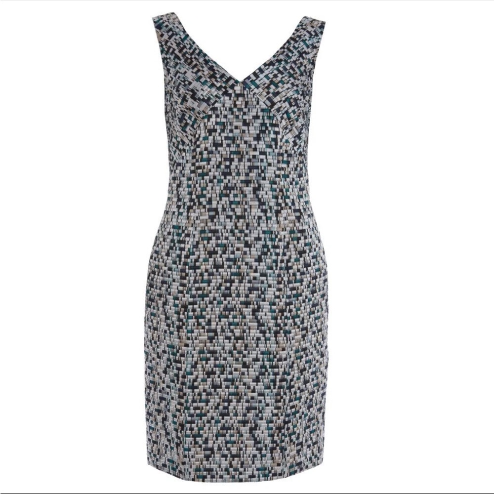 BOSS BY HUGO BOSS Seagreen Distripy Jacquard Ponte Sheath Dress